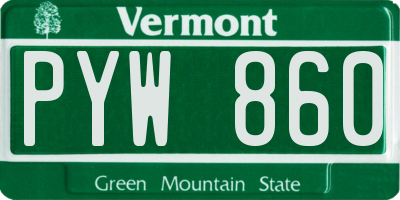 VT license plate PYW860