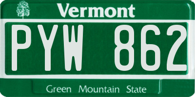 VT license plate PYW862