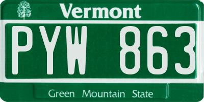 VT license plate PYW863