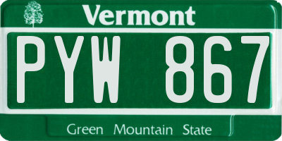 VT license plate PYW867