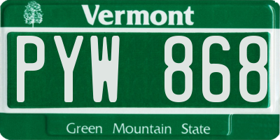 VT license plate PYW868