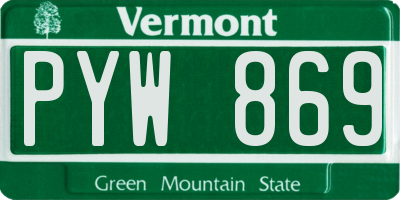 VT license plate PYW869