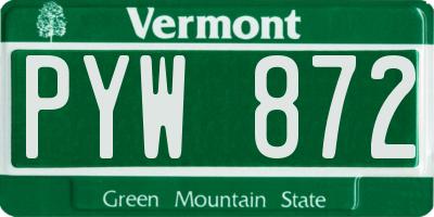 VT license plate PYW872