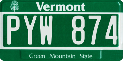VT license plate PYW874
