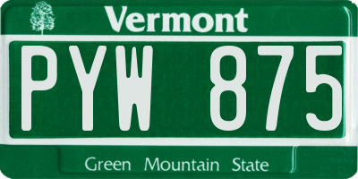 VT license plate PYW875