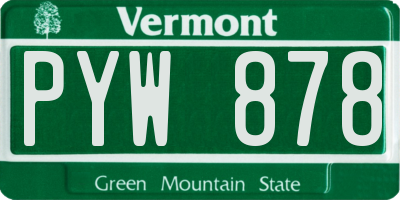 VT license plate PYW878