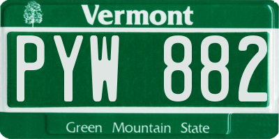 VT license plate PYW882