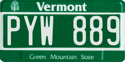 VT license plate PYW889