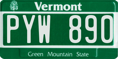 VT license plate PYW890