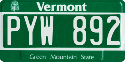 VT license plate PYW892