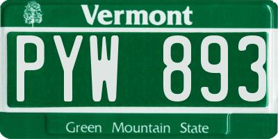 VT license plate PYW893