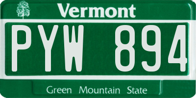 VT license plate PYW894