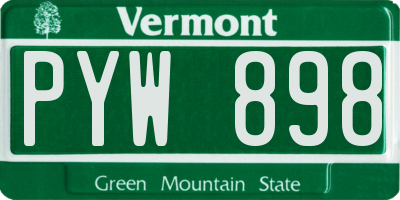 VT license plate PYW898