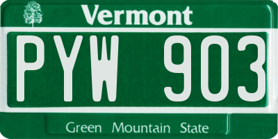 VT license plate PYW903