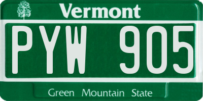 VT license plate PYW905