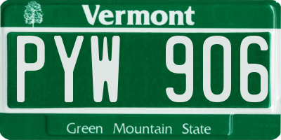VT license plate PYW906