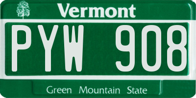VT license plate PYW908
