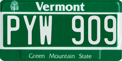VT license plate PYW909