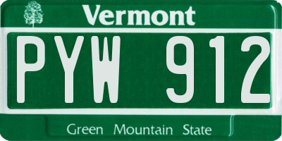VT license plate PYW912