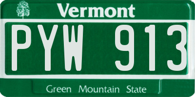 VT license plate PYW913