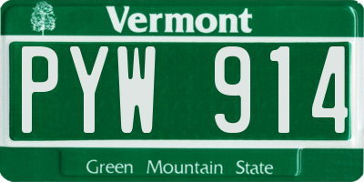 VT license plate PYW914