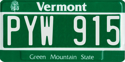 VT license plate PYW915