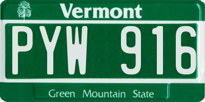 VT license plate PYW916