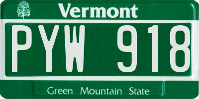 VT license plate PYW918