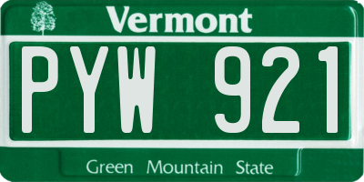 VT license plate PYW921