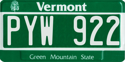VT license plate PYW922