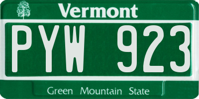 VT license plate PYW923