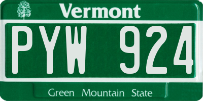 VT license plate PYW924