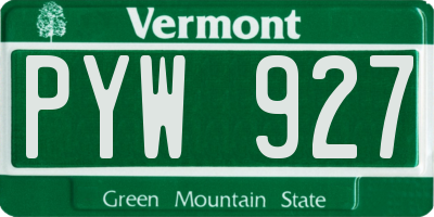 VT license plate PYW927