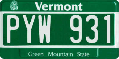 VT license plate PYW931
