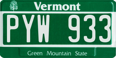 VT license plate PYW933