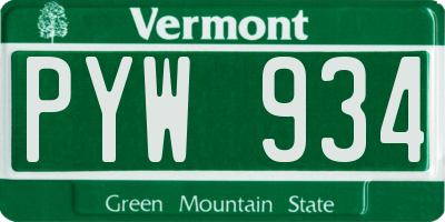 VT license plate PYW934