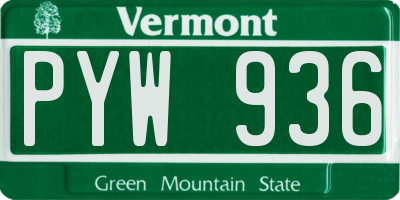 VT license plate PYW936