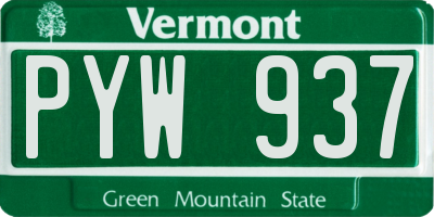 VT license plate PYW937