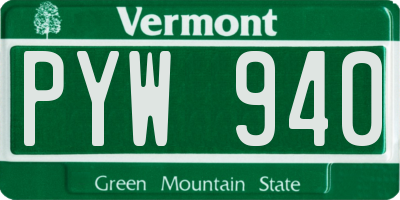 VT license plate PYW940