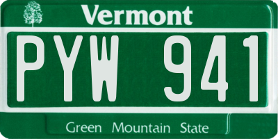 VT license plate PYW941