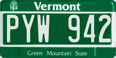 VT license plate PYW942