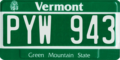 VT license plate PYW943