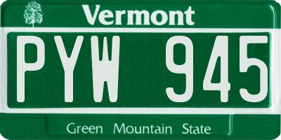 VT license plate PYW945