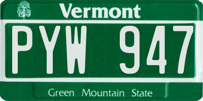 VT license plate PYW947