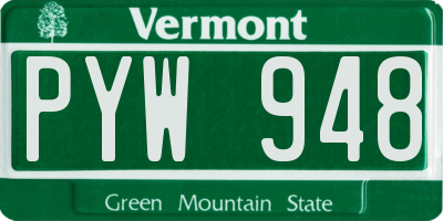 VT license plate PYW948
