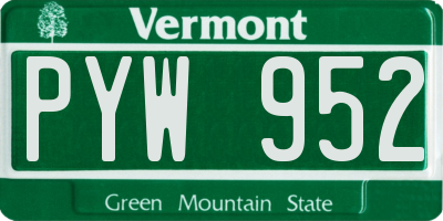 VT license plate PYW952