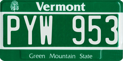 VT license plate PYW953