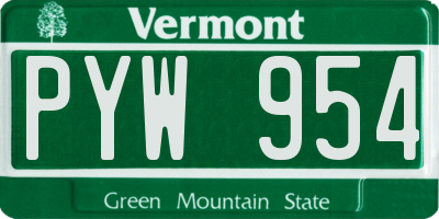 VT license plate PYW954