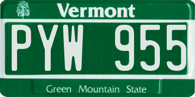 VT license plate PYW955