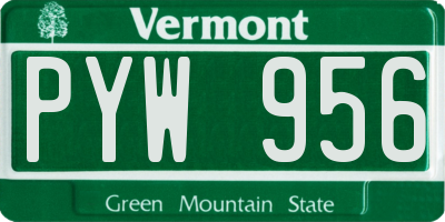VT license plate PYW956